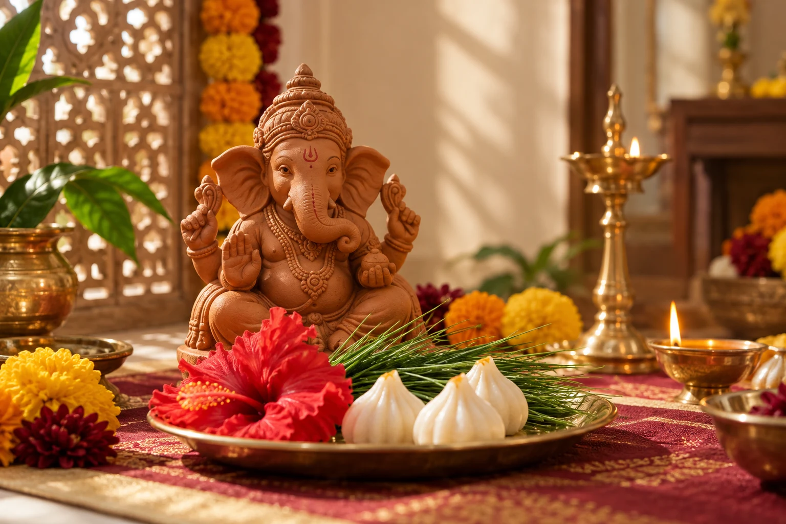 Illustrative brass Ganesh idol
